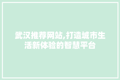 武汉推荐网站,打造城市生活新体验的智慧平台