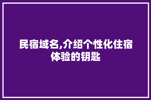 民宿域名,介绍个性化住宿体验的钥匙