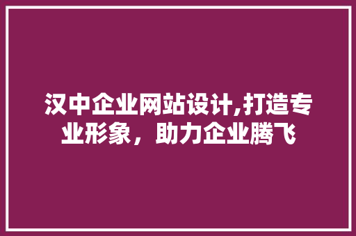 汉中企业网站设计,打造专业形象，助力企业腾飞