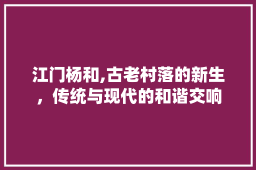 江门杨和,古老村落的新生，传统与现代的和谐交响
