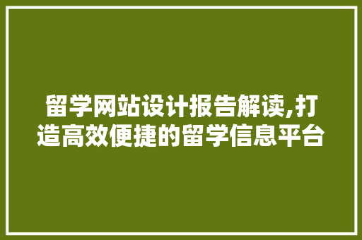 留学网站设计报告解读,打造高效便捷的留学信息平台