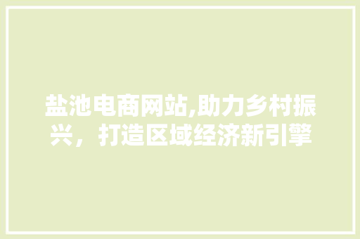 盐池电商网站,助力乡村振兴，打造区域经济新引擎 盐池电商网站,助力乡村振兴，打造区域经济新引擎 seo技术