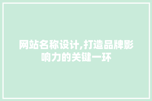 网站名称设计,打造品牌影响力的关键一环