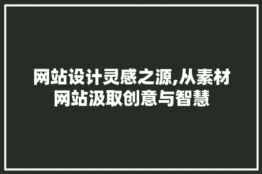 网站设计灵感之源,从素材网站汲取创意与智慧