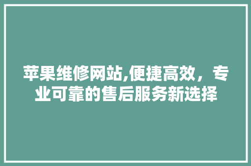 苹果维修网站,便捷高效，专业可靠的售后服务新选择