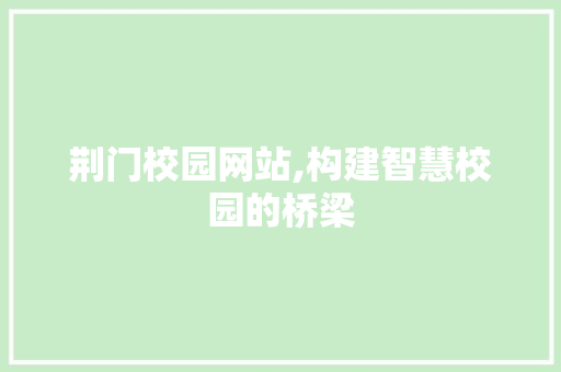 荆门校园网站,构建智慧校园的桥梁