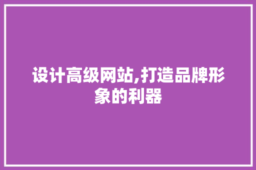 设计高级网站,打造品牌形象的利器