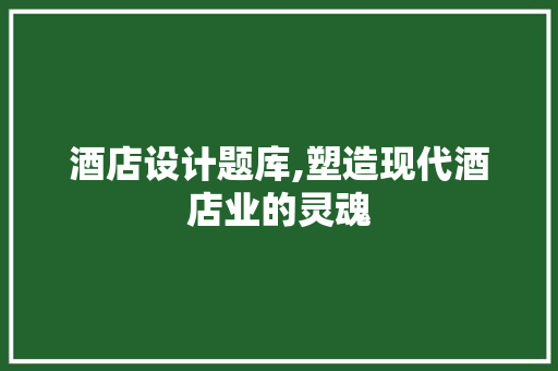 酒店设计题库,塑造现代酒店业的灵魂