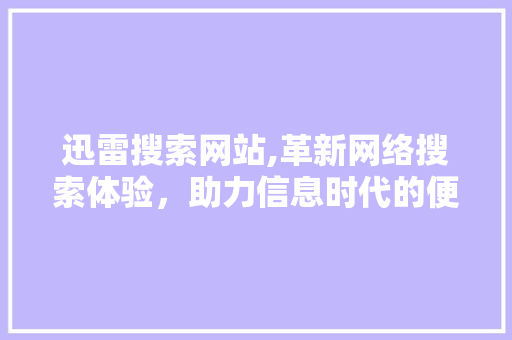 迅雷搜索网站,革新网络搜索体验，助力信息时代的便捷生活
