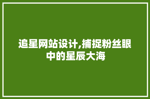 追星网站设计,捕捉粉丝眼中的星辰大海 追星网站设计,捕捉粉丝眼中的星辰大海 百度算法
