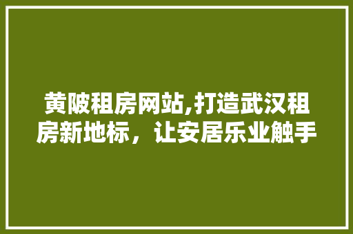黄陂租房网站,打造武汉租房新地标，让安居乐业触手可及