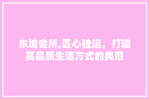 东城会所,匠心独运，打造高品质生活方式的典范