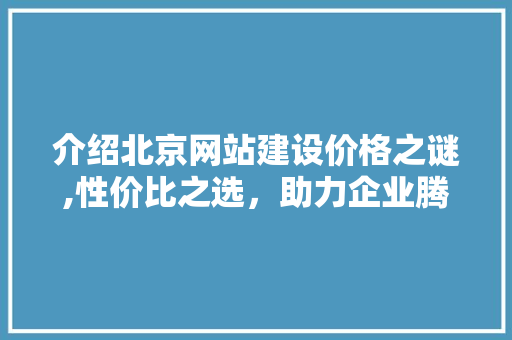 介绍北京网站建设价格之谜,性价比之选，助力企业腾飞 介绍北京网站建设价格之谜,性价比之选，助力企业腾飞 seo技术