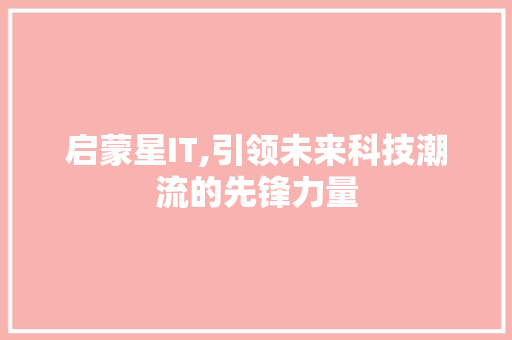 启蒙星IT,引领未来科技潮流的先锋力量 英文谷歌算法