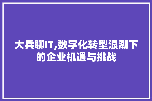 大兵聊IT,数字化转型浪潮下的企业机遇与挑战
