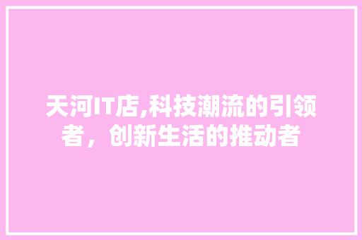 天河IT店,科技潮流的引领者，创新生活的推动者 英文谷歌算法