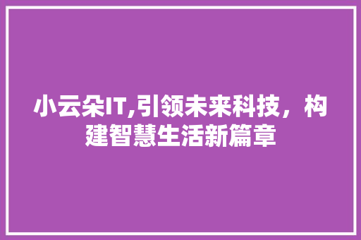 小云朵IT,引领未来科技，构建智慧生活新篇章