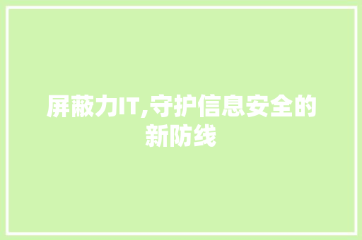 屏蔽力IT,守护信息安全的新防线 搜狗优化