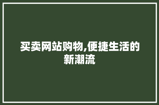 买卖网站购物,便捷生活的新潮流